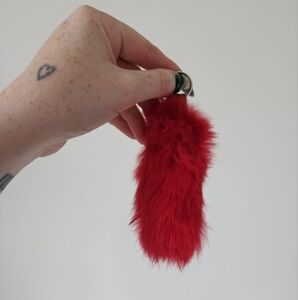 Red Rabbit Fur Keychain Accessory Lucky